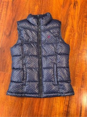 Old Navy Navy Blue Polka Dot Puffer Vest